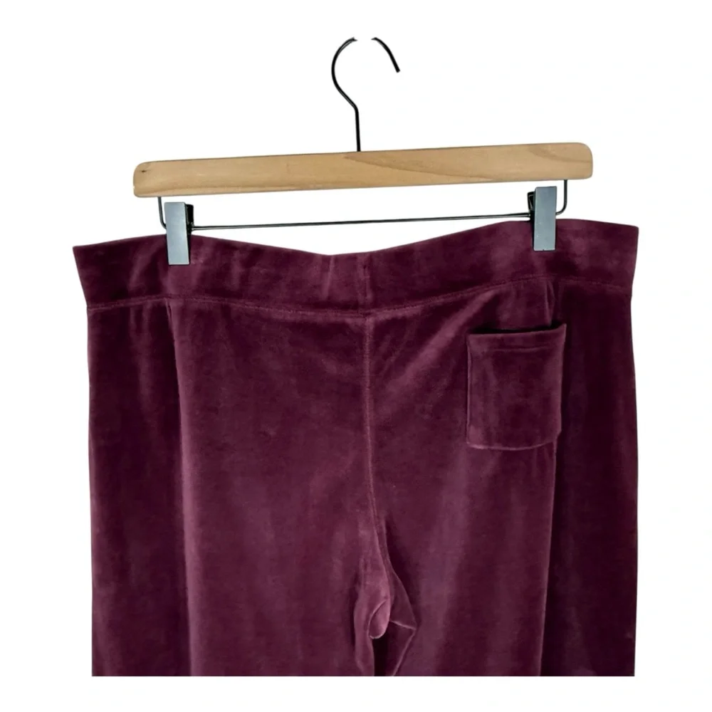 Gap Burgundy Pull On Elastic Waist Wide Leg Velour Lounge Pants Size L - Picture 6 of 8